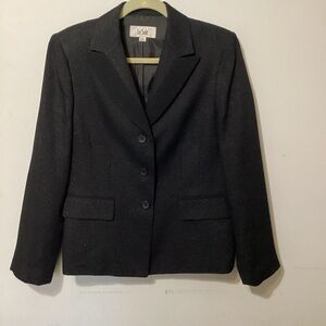 Le Suit Blazer Jacket Size 12 Black metallic shimmer